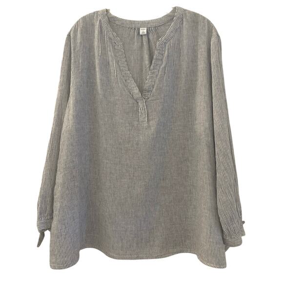 Old Navy Linen Blend Tunic Blouse Womens Size XXL Striped Coastal Beachy Travel - Picture 1 of 14